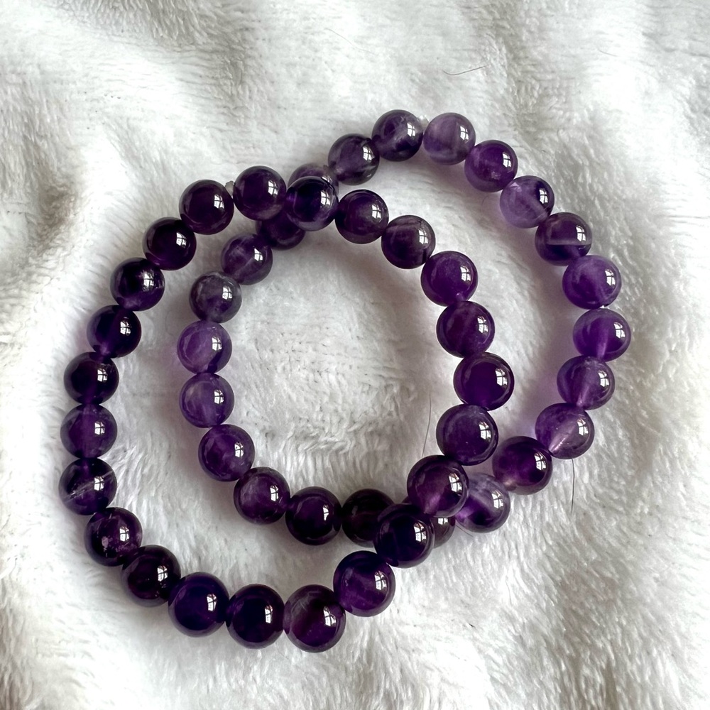 Amethyst, Onyx or Purple Agate Mala Bead Bracelet - Picture 2 of 4